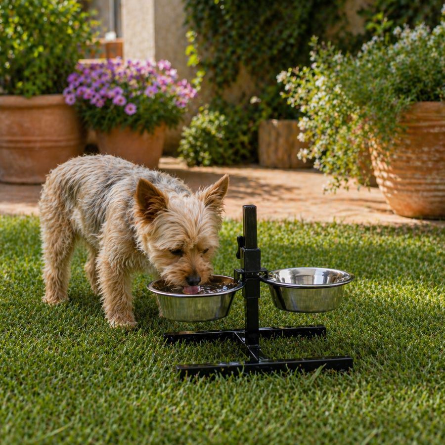 Leeby Comedero Doble Ajustable de  Acero Inoxidable para perros, , large Imagen numero 1