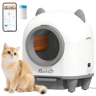 PawHut Arenero Gatos Autolimpiable 80L Arenero Autolimpiable Eliminación de Olores Control de APP Protección de Seguridad 1 Rollo de Bolsas de Basura