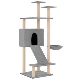 vidaXL Rascador con Postes de Sisal Gris Claro 153 cm para gatos