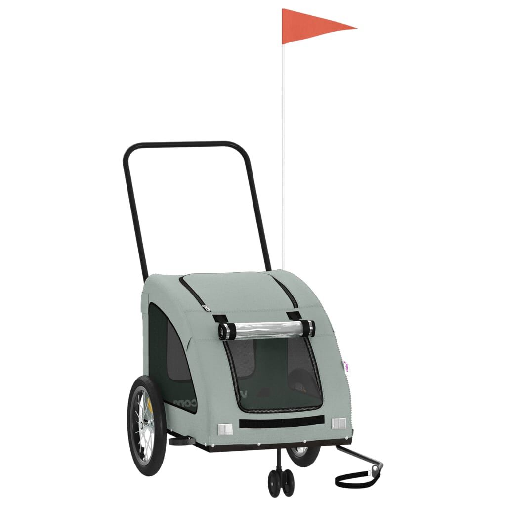 vidaXL Remolque de bicicleta mascotas hierro tela Oxford gris, , large Imagen numero 1