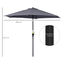 Outsunny Sombrilla para Jardín Ø260x235 cm Parasol de Aluminio con Reclinable con Manivela y 6 Varillas para Terraza Exterior Balcón Gris, , large indicador imagen numero 3