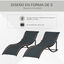 Outsunny 2 Tumbonas Plegables de Aluminio en Forma de S Ergonómica con Tela Texteline para Piscina Patio Jardín Terraza 165x61x63 cm Negro, , large indicador imagen numero 5