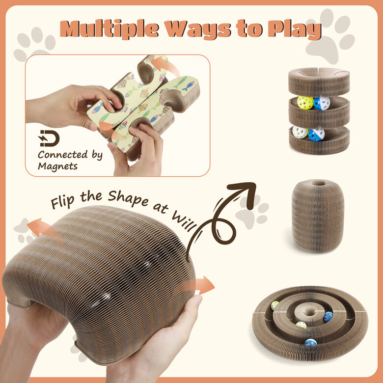 Nobleza 2 Pack Magic Arch Bridge Juguete Rascador Interactivo de Cartón con Bola de Campana para Gatos thumbnail