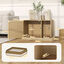 PawHut Mueble Arenero para Gatos, Caja de Arena para Gatos con Almohadilla para Rascar y Puerta de Ratán, Mesa Auxiliar para Salón, Dormitorio, 80x50x50 cm, Roble, , large indicador imagen numero 3