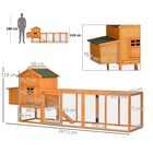 PawHut Gallinero de Madera 297,5x68x118 cm Jaula Grande para 3-6 Gallinas con Techo Asfáltico Corral de Metal Puerta de Pestillo Nido Bandeja Extraíble y Rampa Natural, , large image number null