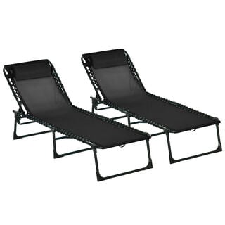 Outsunny Tumbonas Plegables Negro para jardín