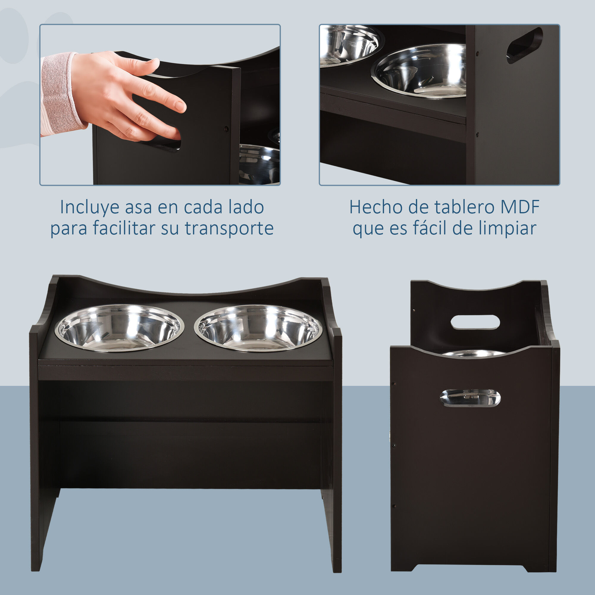 2 L PawHut Comedero para Mascotas Caf&eacute; Oscuro, , large Imagen numero 5