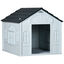 PawHut Caseta para Perros 65x75,7x63 cm Casa para Perros con Patrón de Ventana y Techo de Tejas de Imitación para Perros Medianos Gris y Blanco, , large indicador imagen numero 1
