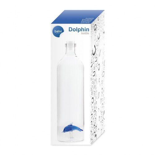 Botella de vidrio para agua con figura de un delf&iacute;n color Blanco, , large Imagen numero 2