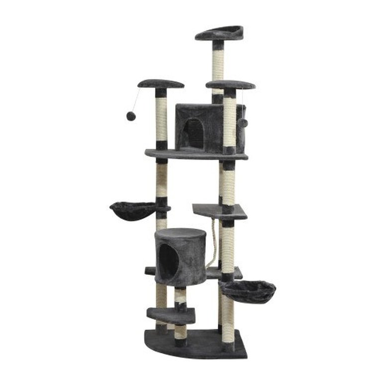Pawhut árbol rascador y centro de juegos crema y gris para gatos, , large image number null