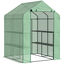 Outsunny Invernadero de Jardín Tipo Caseta Vivero Casero de Acero con 2 Niveles 4 Estantes y Puerta Enrollable para Cultivos Plantas Macetas Flores 143x138x190 cm Verde, , large indicador imagen numero 1