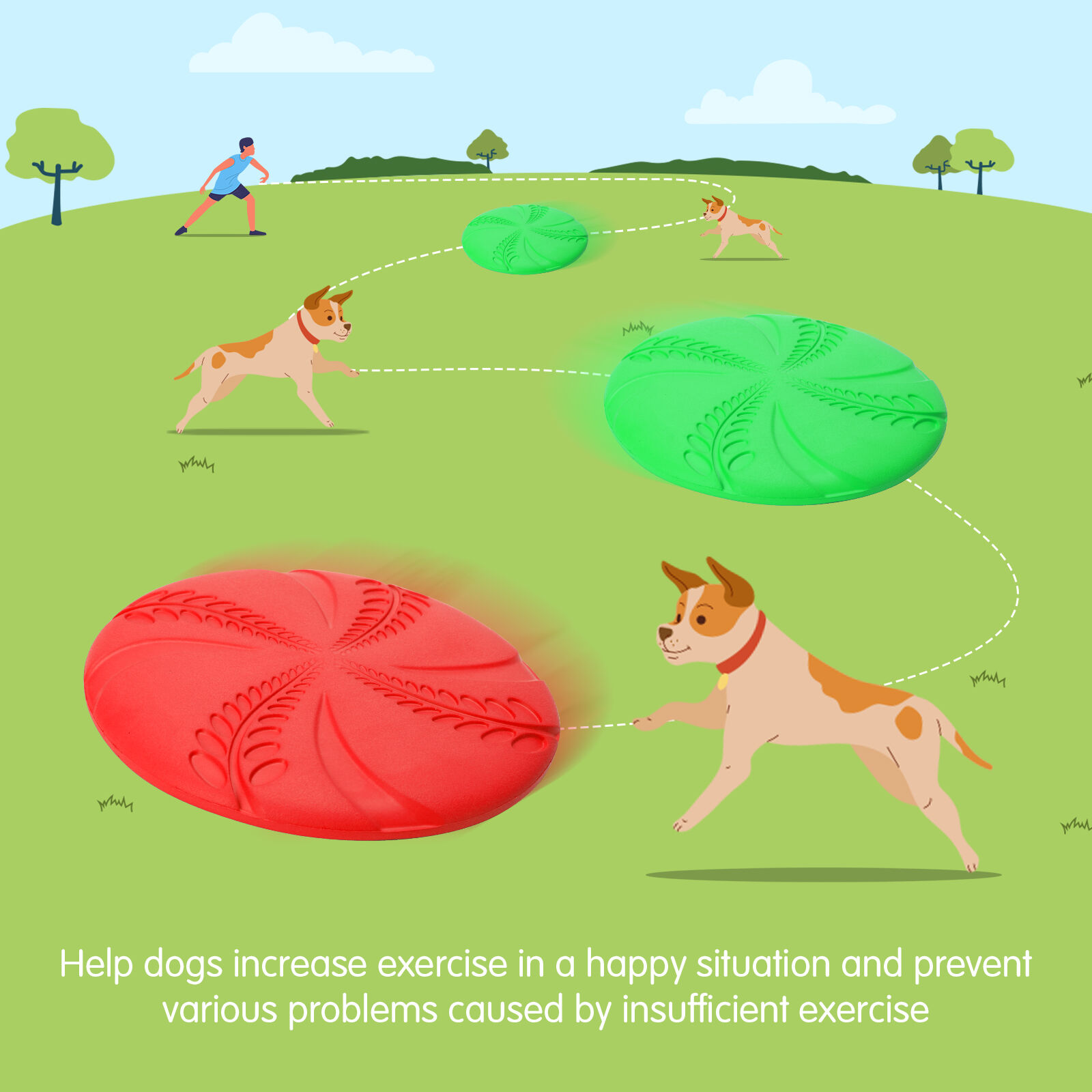 Nobleza Frisbees Verde y Rojo para perros - 2 uds. thumbnail