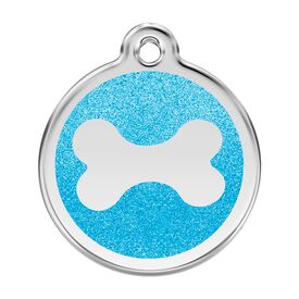 Red dingo Placa identificativa Purpurina Hueso Aqua para perros