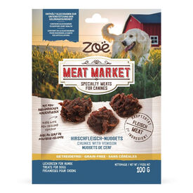 Snacks Zo&euml; Meat Market para perros - Chunks con carne de avestruz 100 grs