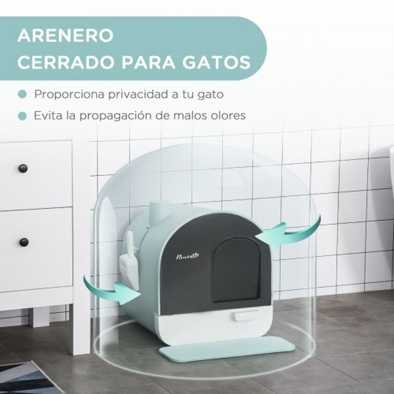Pawhut arenero cerrado verde para gatos thumbnail