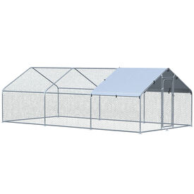 PawHut Gallinero Exterior Grande de Metal Galvanizado para aves