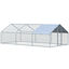 PawHut Gallinero Exterior Grande de Metal Galvanizado 3,03x6x1,95 m Jaula de Aves de 3 Habitaciones Cubierta de Tela Oxford Resistente a los Rayos UV y al Agua para Patio Plata, , large indicador imagen numero 1