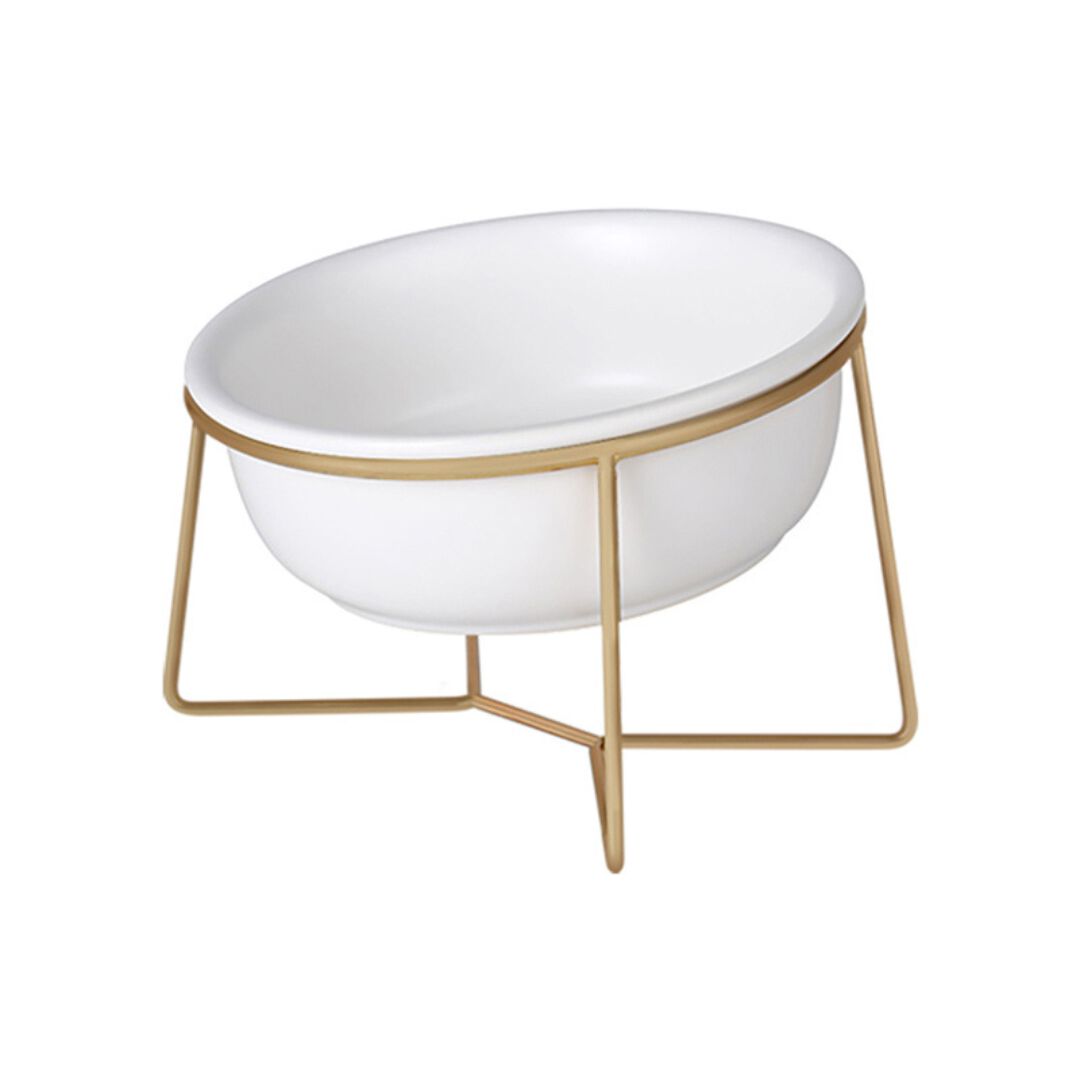 Taz&oacute;n Cer&aacute;mico Blanco con Soporte Dorado inclinado 800 ml, , large Imagen numero 1