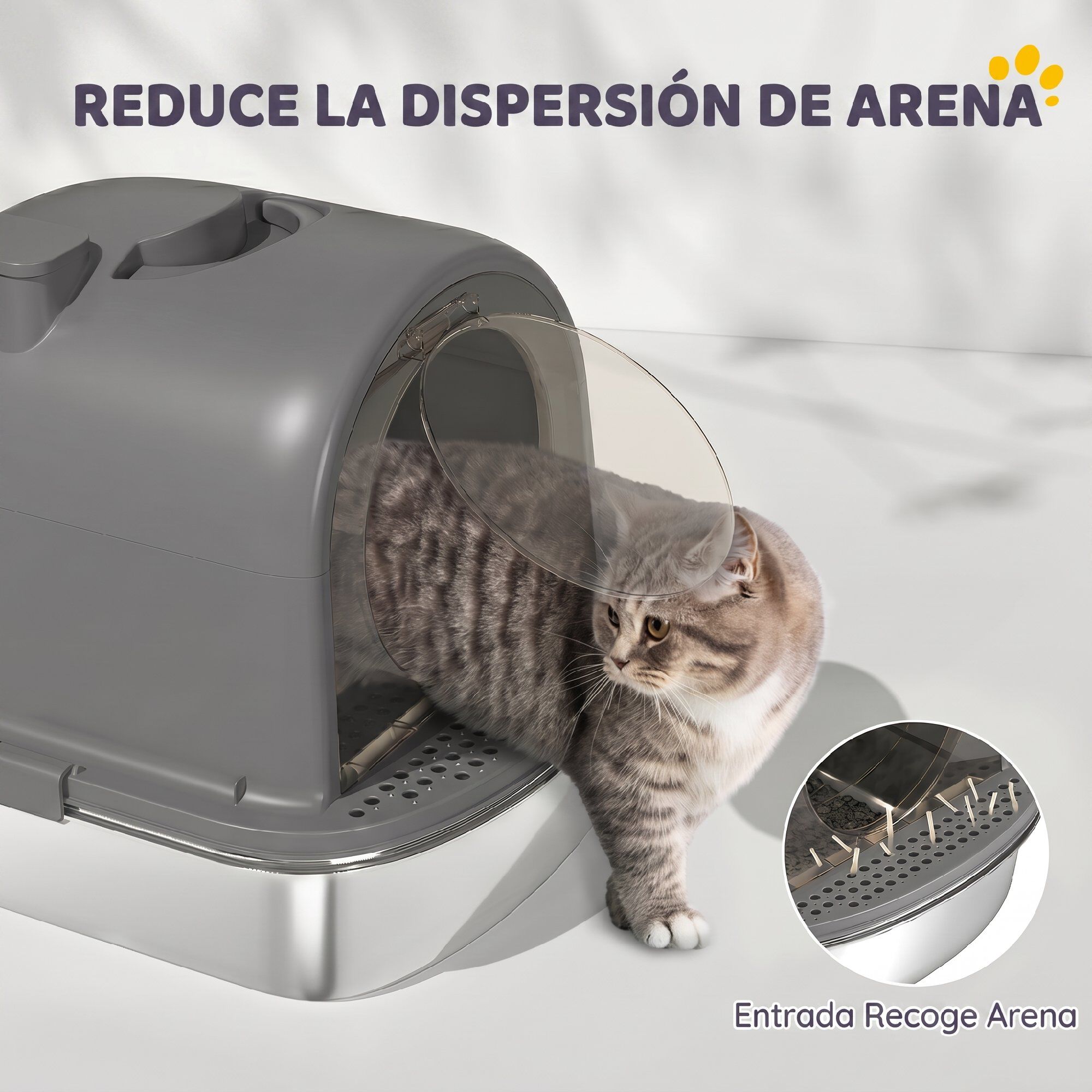 PawHut Arenero para Gato Gris Oscuro, , large Imagen numero 5