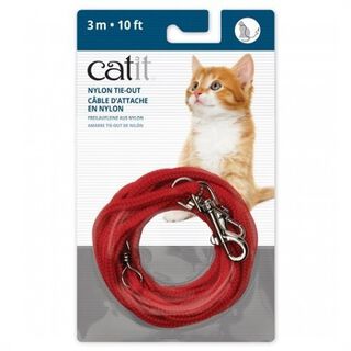 Correa de nylon Tie-Out para gatos color Rojo
