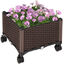 Outsunny Jardinera de Pl&aacute;stico Curdrada con 4 Ruedas Macetero de Jard&iacute;n con Agujeros de Drenaje para Cultivo de Plantas en Exterior Patio Terraza 40x40x31,5 cm Marr&oacute;n, , large indicador imagen numero 1