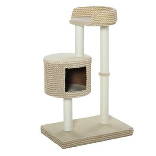 Árbol rascador multiusos para gatos color Beige y Café