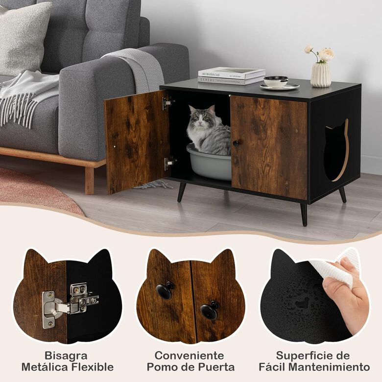 COSTWAY Mueble Moderno Caja de Arena para Gatos thumbnail