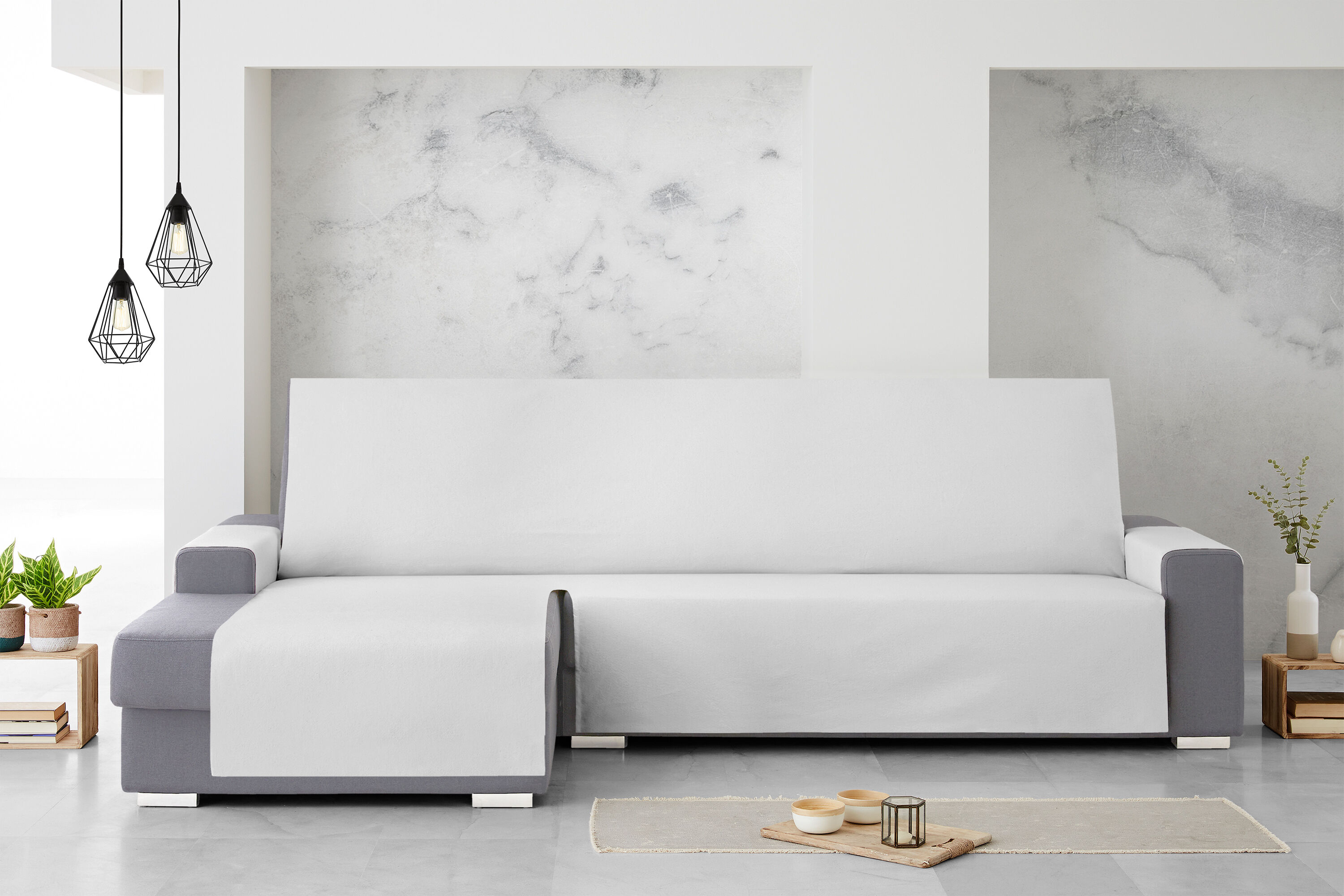 Protector Cubresofa Sofa Chaise Longue Izquierda Extra Royale 290 cm. Color Gris, , large Imagen numero 3