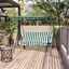 Outsunny Columpio Balancín de Jardín Exterior de 3 Plazas con Cojín Techo Ajustable y Marco de Metal para Balcón Terraza Patio Carga Máx. 200 kg 172x110x153 cm Raya Verde, , large indicador imagen numero 2