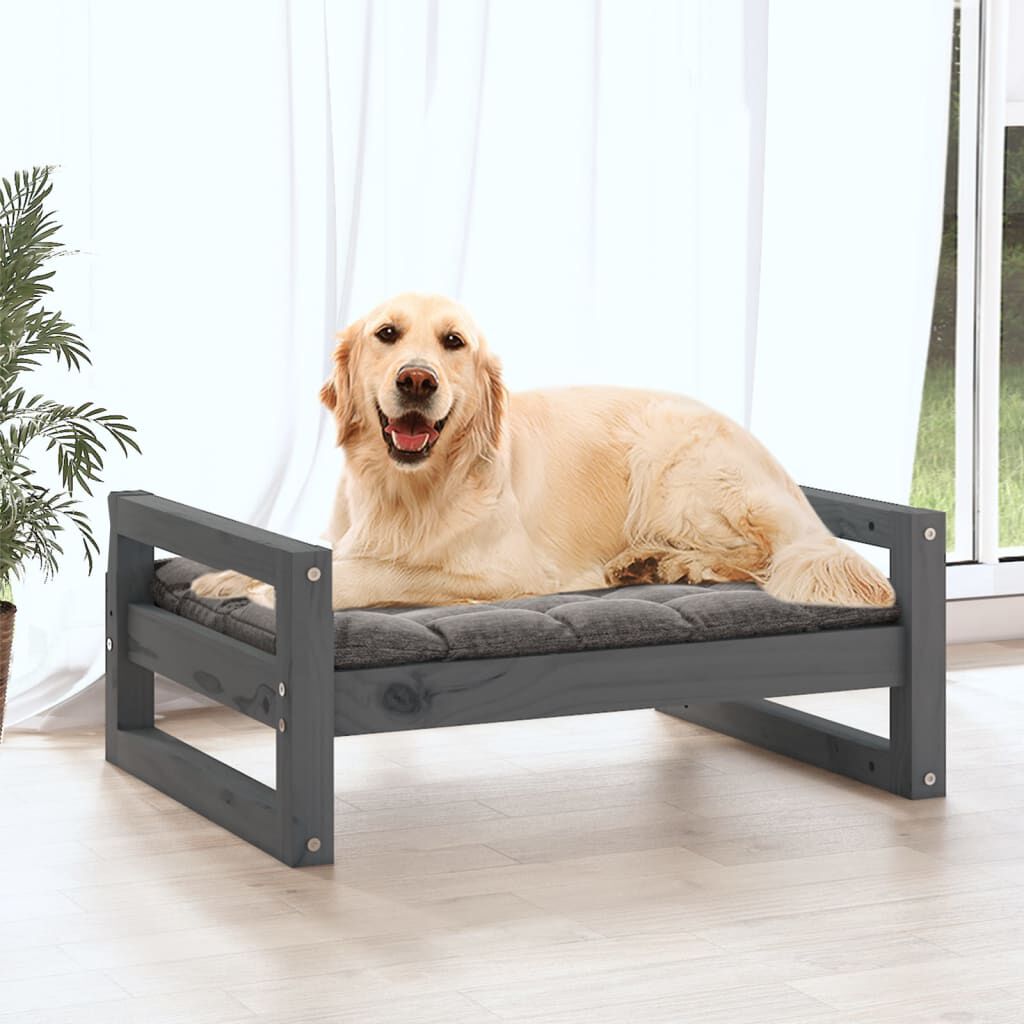 VidaXL Estructura fina cama de madera gris para perros thumbnail