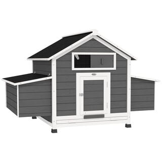 PawHut Gallinero de Exterior Gris y Blanco