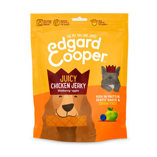 Edgard & Cooper Jerky de pollo con arándanos y manzana para perros
