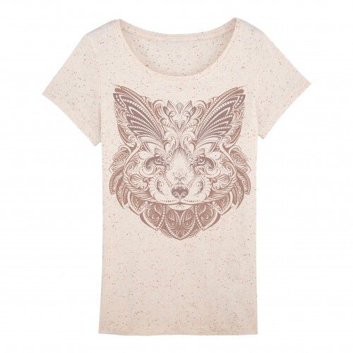 Camiseta Mujer Zorro Mandala color BEIGE