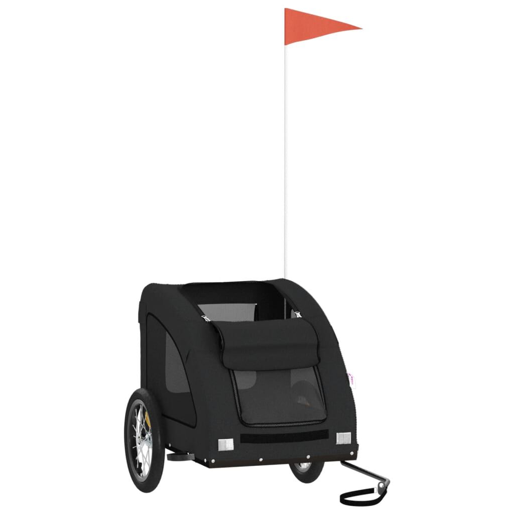 vidaXL Remolque de bicicleta mascotas hierro tela Oxford negro, , large Imagen numero 3