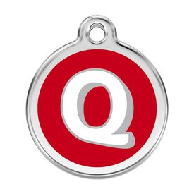 Red dingo Placa identificativa Acero Inoxidable Esmalte Alfabeto Letra Q Rojo para perros