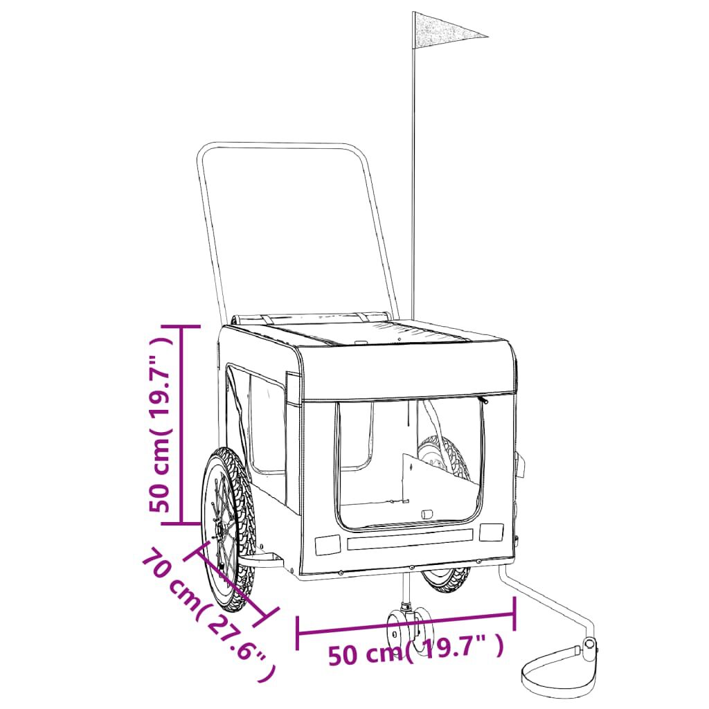 VidaXL Remolque de bicicleta mascotas hierro tela Oxford azul negro, , large Imagen numero 5