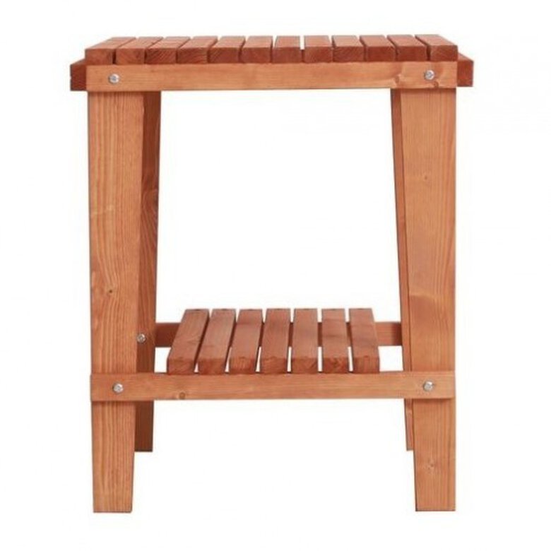 Mesa auxiliar Outsunny para jardín con dos estantes color Madera, , large image number null