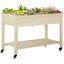Outsunny Huerto Urbano Mesa de Cultivo 118x55x83 cm Elevado de Madera con Estante Tela Geotextil Ruedas con Frenos Portátil para Cultivo en Jardín Terraza Color Natural, , large indicador imagen numero 1