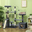 PawHut Árbol Rascador para Gatos 134 cm Torre para Gatos Rascador para Gatos con Nidos Cueva Plataformas Bolas de Juguete y Postes de Sisal Gris Oscuro, , large indicador imagen numero 2