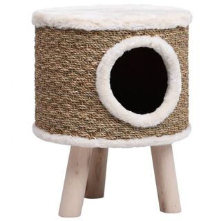 Casa elevada con rascador para gatos color Marrón