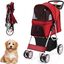 COSTWAY Cochecito para Mascotas Plegable, Cochecito de Mascotas de 4 Ruedas para Gatos/Perros, Carrito para Gatos con Cesta de Almacenamiento para Mascotas, Ventana de Malla, impermeable (Rojo), , large indicador imagen numero 1