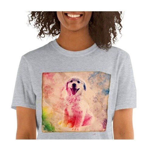 Mascochula camiseta mujer lienzo personalizada con tu mascota gris thumbnail