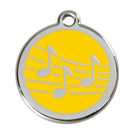 Red Dingo Placa identificativa Acero Inoxidable Esmalte Música Amarillo para perros