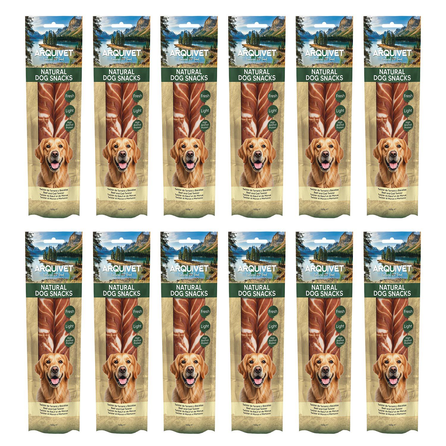 Snacks para perro (Pack de 12) - Twister de ternera y bacalao 24cm - 150gr, Natural Dog Snacks - Arquivet, , large Imagen numero 3