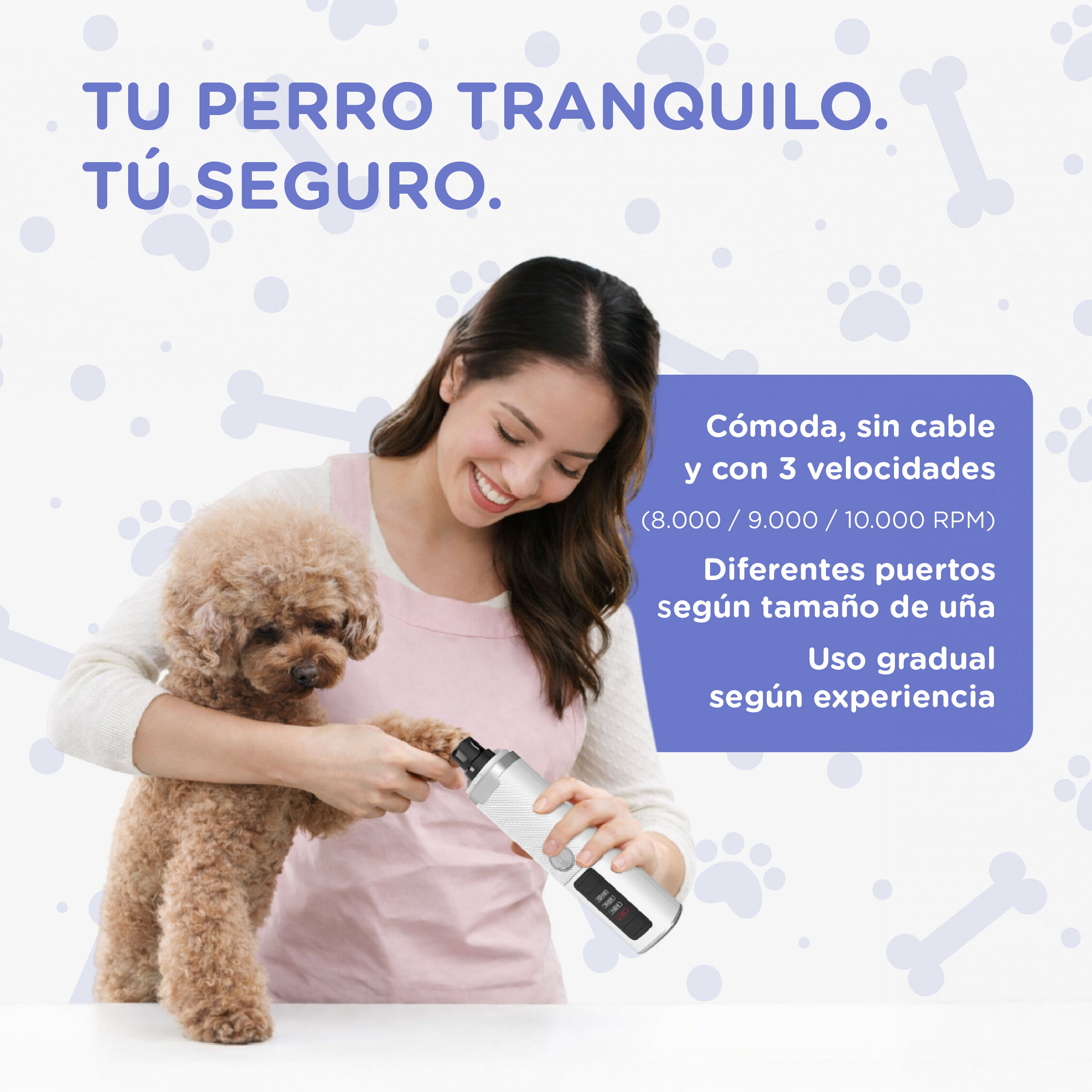 Limador de U&ntilde;as El&eacute;ctrico para Perros TheKingPet con Luz LED &ndash; 3 Velocidades, Silencioso y Recargable USB-C, , large Imagen numero 5