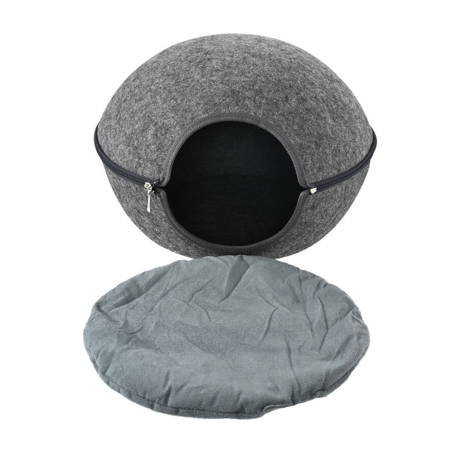 Leeby Cama Cueva Fieltro Gris para gatos, , large Imagen numero 3