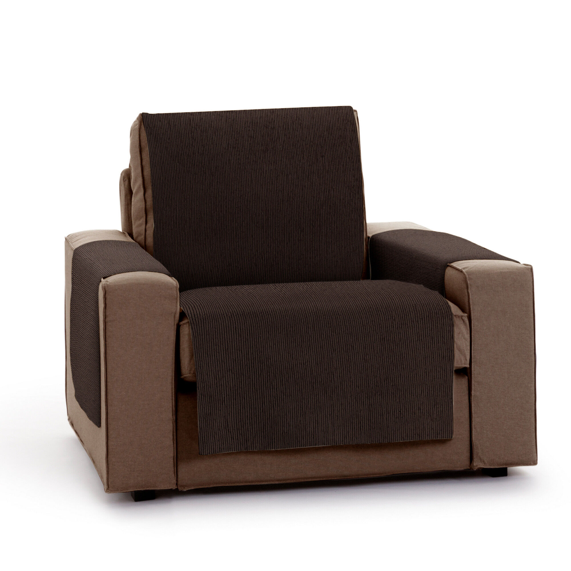 Vipalia Protector Funda Sillon 1 Plaza o Relax. Chenilla Lisa. Dise&ntilde;o Elite. Color Marron. 1 Plaza, , large Imagen numero 4