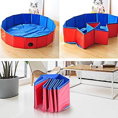 DZL esterilla plegable PVC antideslizante rojo y azul para mascotas thumbnail