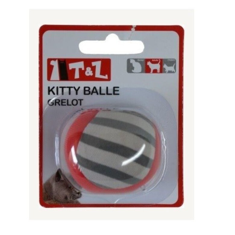 T&Z kitty pelota con cascabel roja y gris para gatos, , large image number null