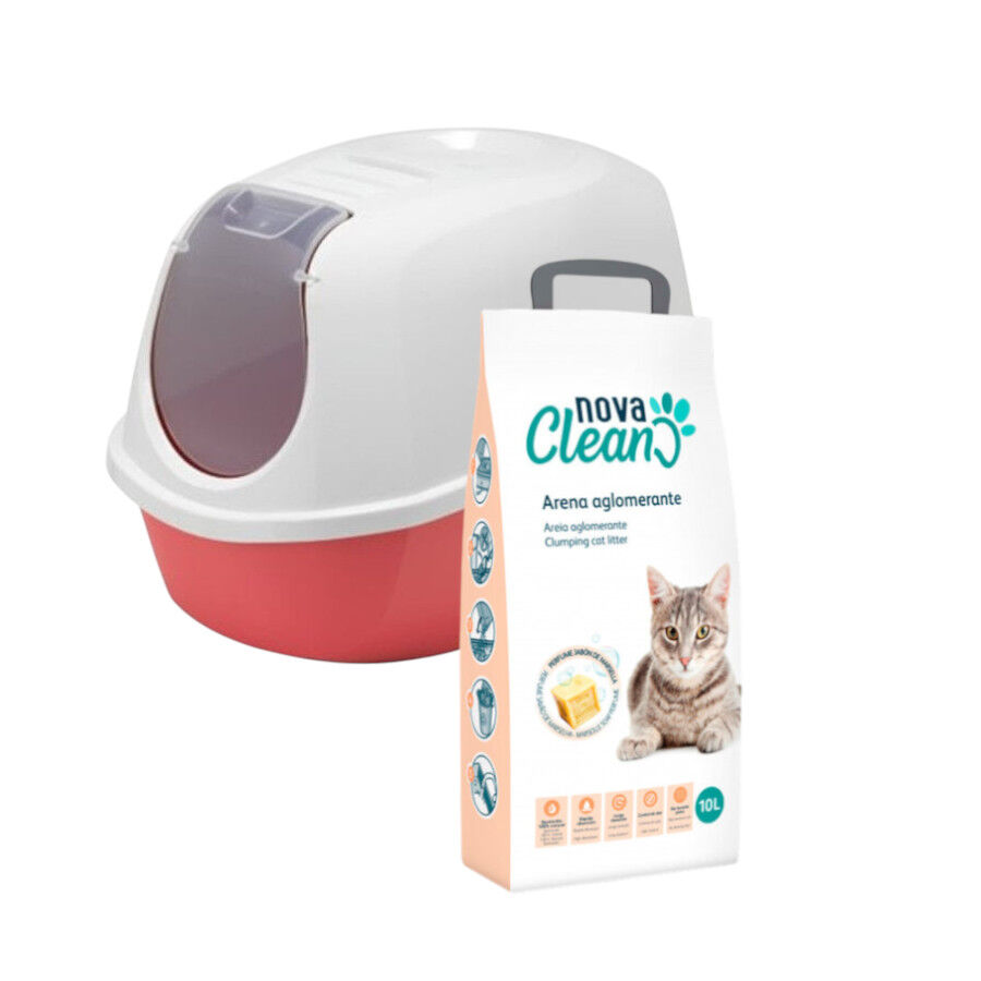 Pack Nova Clean Arenero Colores Surtidos + 10L Arena Aglomerante para gatos